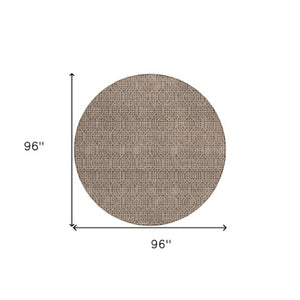Homeroots 3' Stylish Beige And Ivory Geometric Washable Rug For Indoor And Outdoor Spaces, Durable Design 8' Round Polyester 595633