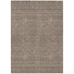 HomeRoots 5' Durable Brown and Beige Geometric Area Rug - Stylish, Washable, Indoor/Outdoor Use for All Spaces 8' X 10' 595634