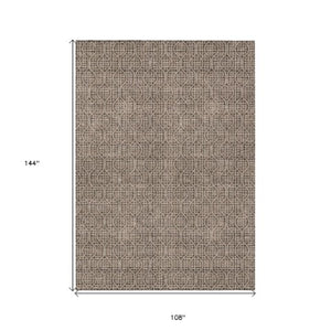 Homeroots 3' Stylish Beige And Ivory Geometric Washable Rug For Indoor And Outdoor Spaces, Durable Design 9' X 12' Polyester 595635