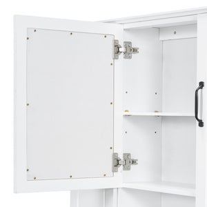English Elm 36'' Mirror Cabinet with 3 Doors — Wall-Mounted Bathroom Storage Unit, MDF & Pine, Spacious Shelves White N725P346902K