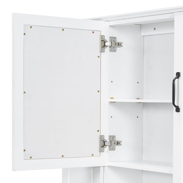 English Elm 36'' Mirror Cabinet with 3 Doors — Wall-Mounted Bathroom Storage Unit, MDF & Pine, Spacious Shelves White N725P346902K