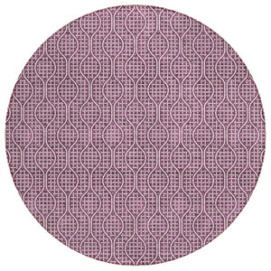 HomeRoots 5' Stylish Eggplant and Ivory Geometric Indoor Outdoor Rug for Effortless Elegance and Care 8' Round 595639