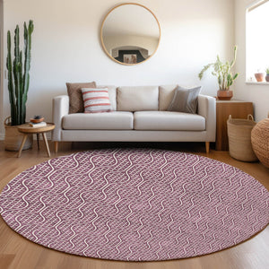 Homeroots 3' Stylish Beige And Ivory Geometric Washable Rug For Indoor And Outdoor Spaces, Durable Design 8' Round Polyester 595639