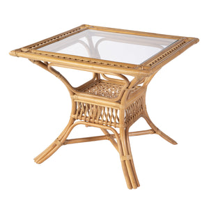 Butler Specialty Butler Antigua Rattan Dining Table – Stylish 34.25" W Glass Top Table For Cozy Spaces & Cafés Natural Rattan,Glass 5956404-butler