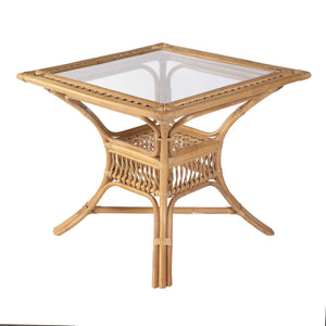 Butler Specialty Butler Antigua Rattan Dining Table – Stylish 34.25" W Glass Top Table For Cozy Spaces & Cafés Natural Rattan,Glass 5956404-butler