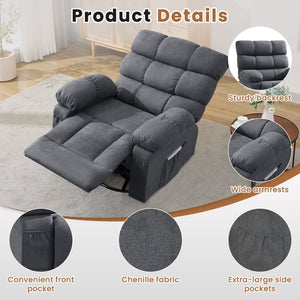 English Elm Swivel Rocker Recliner Ergonomic Glider Chair with Storage Pockets for Small Spaces W1521P479289