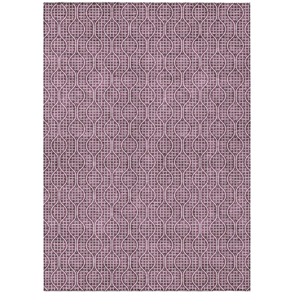 HomeRoots 9' Contemporary Eggplant & Ivory Geometric Area Rug – Washable, Stain-Resistant for Indoor/Outdoor Use! 595641