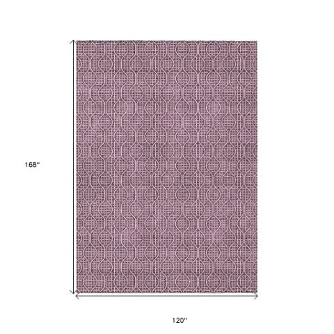 Homeroots 3' Stylish Beige And Ivory Geometric Washable Rug For Indoor And Outdoor Spaces, Durable Design 10' X 14' Polyester 595642