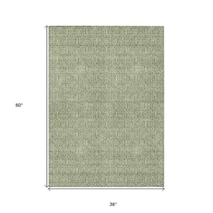 Homeroots 3' Stylish Beige And Ivory Geometric Washable Rug For Indoor And Outdoor Spaces, Durable Design 3' X 5' Polyester 595643