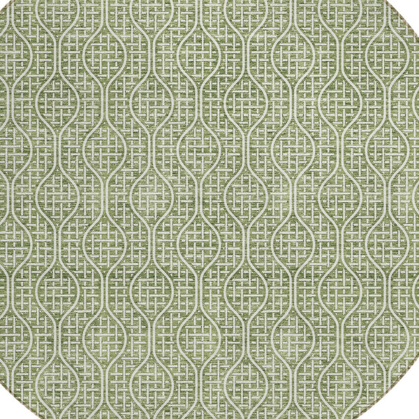 Homeroots 3' Stylish Beige And Ivory Geometric Washable Rug For Indoor And Outdoor Spaces, Durable Design 8' Round Polyester 595645