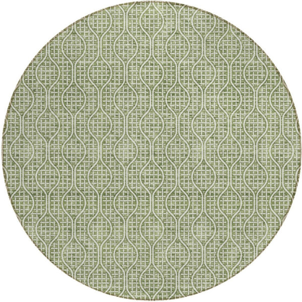 Homeroots 3' Stylish Beige And Ivory Geometric Washable Rug For Indoor And Outdoor Spaces, Durable Design 8' Round Polyester 595645
