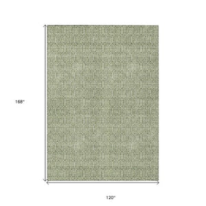 Homeroots 3' Stylish Beige And Ivory Geometric Washable Rug For Indoor And Outdoor Spaces, Durable Design 10' X 14' Polyester 595648