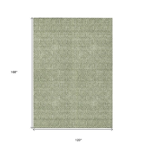 Homeroots 3' Stylish Beige And Ivory Geometric Washable Rug For Indoor And Outdoor Spaces, Durable Design 10' X 14' Polyester 595648