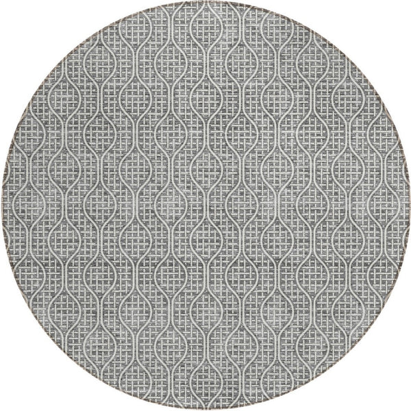 Homeroots 3' Stylish Beige And Ivory Geometric Washable Rug For Indoor And Outdoor Spaces, Durable Design 8' Round Polyester 595651