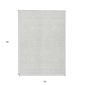 Homeroots 3' Stylish Beige And Ivory Geometric Washable Rug For Indoor And Outdoor Spaces, Durable Design 5' X 8' Polyester 595656