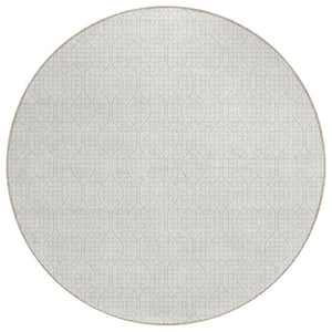 HomeRoots 5' Elegant Ivory and Beige Geometric Washable Area Rug for Indoor and Outdoor Versatile Spaces 8' Round 595657