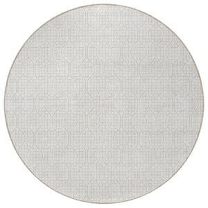 Homeroots 3' Stylish Beige And Ivory Geometric Washable Rug For Indoor And Outdoor Spaces, Durable Design 8' Round Polyester 595657