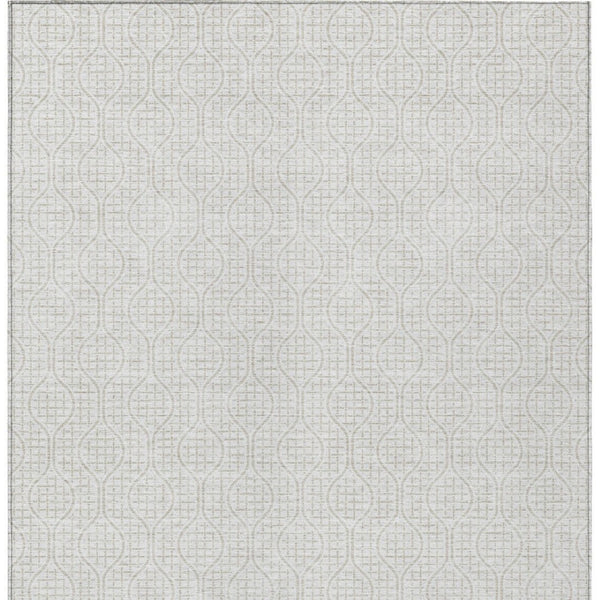 Homeroots 3' Stylish Beige And Ivory Geometric Washable Rug For Indoor And Outdoor Spaces, Durable Design 8' X 10' Polyester 595658