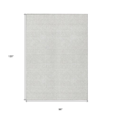Homeroots 3' Stylish Beige And Ivory Geometric Washable Rug For Indoor And Outdoor Spaces, Durable Design 8' X 10' Polyester 595658