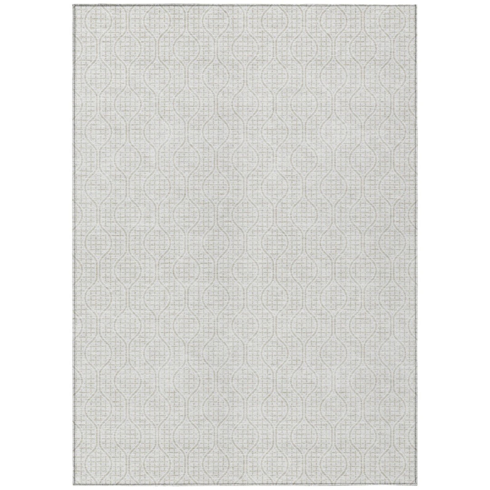 HomeRoots 9' X 12' Modern Ivory and Beige Geometric Washable Area Rug – Indoor/Outdoor Durable Design 595659