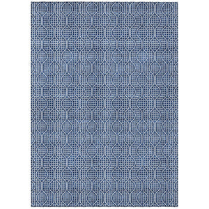 HomeRoots 5' Navy Blue and Ivory Geometric Area Rug – Stylish, Durable, Washable Indoor Outdoor Design for Any Space 5' X 8' 595662