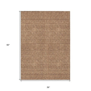 Homeroots 3' Stylish Beige And Ivory Geometric Washable Rug For Indoor And Outdoor Spaces, Durable Design 3' X 5' Polyester 595667