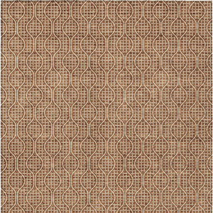 Homeroots 3' Stylish Beige And Ivory Geometric Washable Rug For Indoor And Outdoor Spaces, Durable Design 5' X 8' Polyester 595668