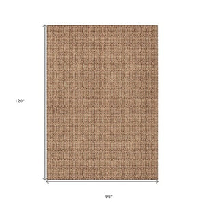Homeroots 3' Stylish Beige And Ivory Geometric Washable Rug For Indoor And Outdoor Spaces, Durable Design 8' X 10' Polyester 595670