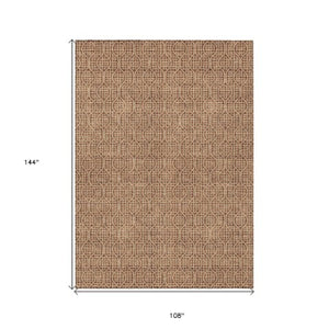 Homeroots 3' Stylish Beige And Ivory Geometric Washable Rug For Indoor And Outdoor Spaces, Durable Design 9' X 12' Polyester 595671