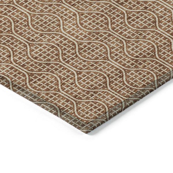 Homeroots 3' Stylish Beige And Ivory Geometric Washable Rug For Indoor And Outdoor Spaces, Durable Design 9' X 12' Polyester 595671