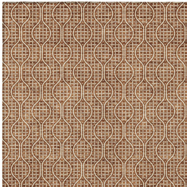 Homeroots 3' Stylish Beige And Ivory Geometric Washable Rug For Indoor And Outdoor Spaces, Durable Design 10' X 14' Polyester 595672