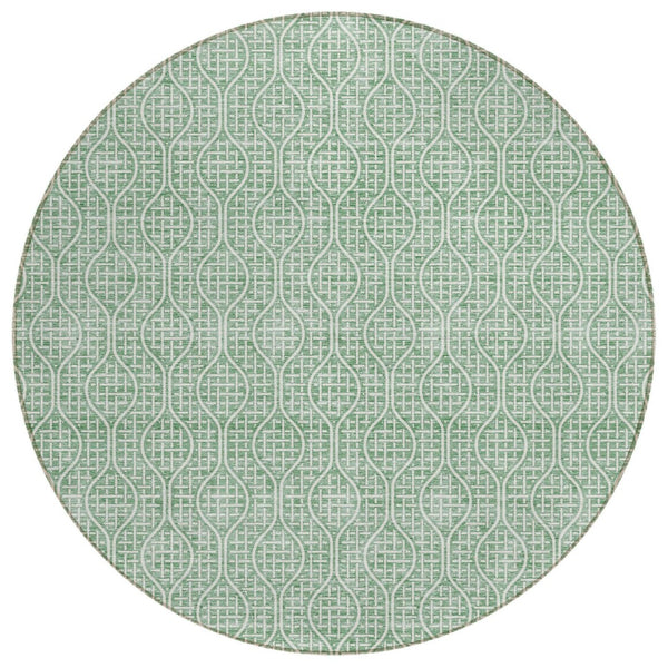 HomeRoots 5' Modern Sage and Gray Geometric Area Rug - Durable, Washable for Indoor and Outdoor Use, Stylish Design 8' Round 595675