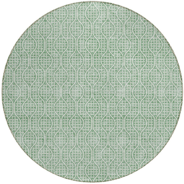 Homeroots 3' Stylish Beige And Ivory Geometric Washable Rug For Indoor And Outdoor Spaces, Durable Design 8' Round Polyester 595675