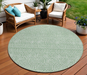 Homeroots 3' Stylish Beige And Ivory Geometric Washable Rug For Indoor And Outdoor Spaces, Durable Design 8' Round Polyester 595675