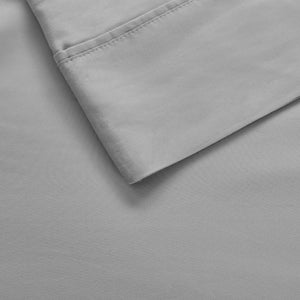 English Elm 4-piece King Sateen Cotton Blend Sheet Set with Cooling Moisture Wicking Peached Finish Grey B035P437423