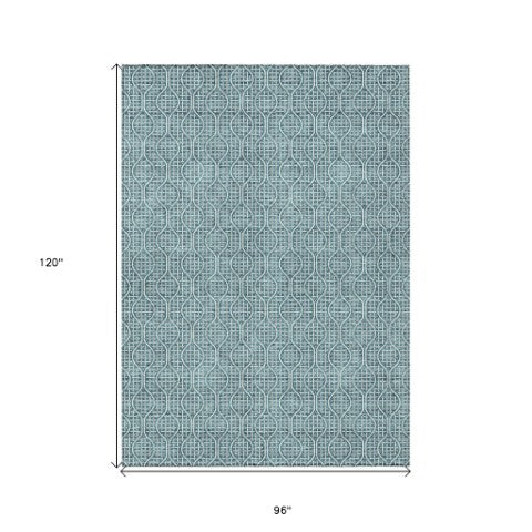 Homeroots 3' Stylish Beige And Ivory Geometric Washable Rug For Indoor And Outdoor Spaces, Durable Design 8' X 10' Polyester 595688