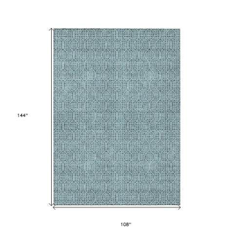 Homeroots 3' Stylish Beige And Ivory Geometric Washable Rug For Indoor And Outdoor Spaces, Durable Design 9' X 12' Polyester 595689