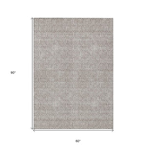 Homeroots 3' Stylish Beige And Ivory Geometric Washable Rug For Indoor And Outdoor Spaces, Durable Design 5' X 8' Polyester 595692
