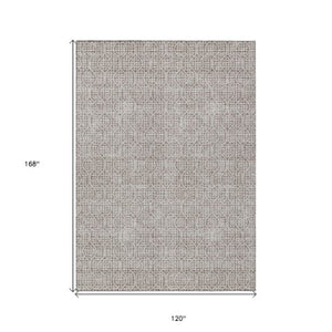 Homeroots 3' Stylish Beige And Ivory Geometric Washable Rug For Indoor And Outdoor Spaces, Durable Design 10' X 14' Polyester 595696