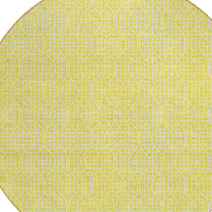 Homeroots 3' Stylish Beige And Ivory Geometric Washable Rug For Indoor And Outdoor Spaces, Durable Design 8' Round Polyester 595699