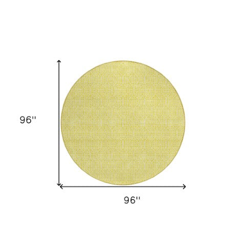 Homeroots 3' Stylish Beige And Ivory Geometric Washable Rug For Indoor And Outdoor Spaces, Durable Design 8' Round Polyester 595699