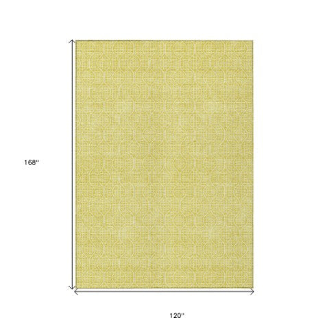 Homeroots 3' Stylish Beige And Ivory Geometric Washable Rug For Indoor And Outdoor Spaces, Durable Design 10' X 14' Polyester 595702