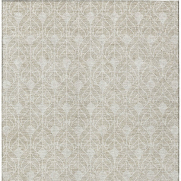 Homeroots 3' Beige And Ivory Geometric Washable Area Rug For Indoor & Outdoor Spaces, Durable And Stylish 5' X 8' Polyester 595704