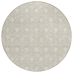 HomeRoots 5' Beige and Ivory Geometric Area Rug – Stylish, Washable Design for Indoor and Outdoor Spaces 8' Round 595705