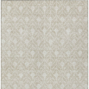Homeroots 3' Beige And Ivory Geometric Washable Area Rug For Indoor & Outdoor Spaces, Durable And Stylish 9' X 12' Polyester 595707
