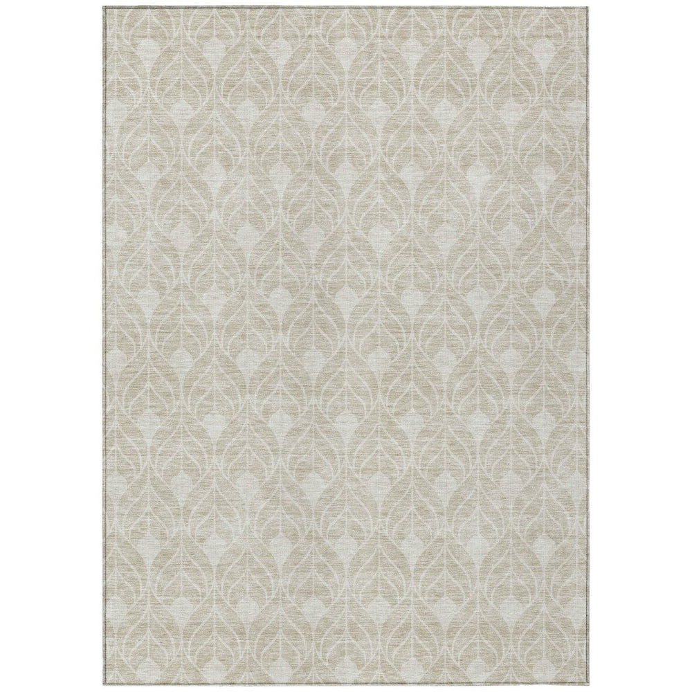 HomeRoots 9' X 12' Beige and Ivory Geometric Washable Rug - Stylish, Durable, Indoor/Outdoor Design for Any Space 595707