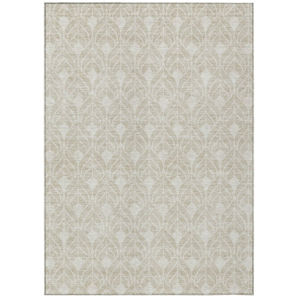 HomeRoots 9' X 12' Beige and Ivory Geometric Washable Rug - Stylish, Durable, Indoor/Outdoor Design for Any Space 595707