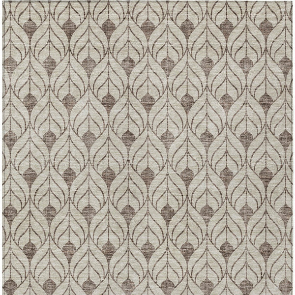 Homeroots 3' Beige And Ivory Geometric Washable Area Rug For Indoor & Outdoor Spaces, Durable And Stylish 3' X 5' Polyester 595709