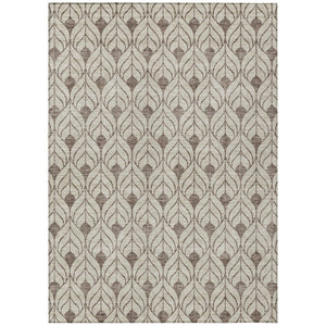 HomeRoots 5' Stylish Brown and Beige Geometric Area Rug - Durable and Washable for Indoor or Outdoor Use 5' X 8' 595710