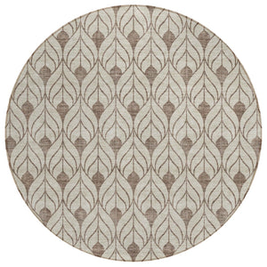 HomeRoots 5' Stylish Brown and Beige Geometric Area Rug - Durable and Washable for Indoor or Outdoor Use 8' Round 595711